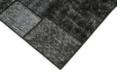 Kırk Yama Siyah Patchwork Pamuk Yün El Dokuma Halısı 135x206 Agacan