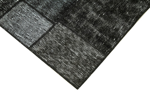 Kırk Yama Siyah Patchwork Pamuk Yün El Dokuma Halısı 135x206 Agacan