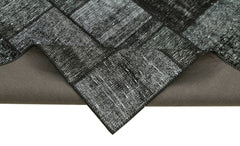 Kırk Yama Siyah Patchwork Pamuk Yün El Dokuma Halısı 135x206 Agacan