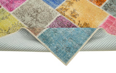 Kırk Yama Mavi Patchwork Pamuk Yün El Dokuma Halısı 143x206 Agacan