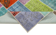 Kırk Yama Mavi Patchwork Pamuk Yün El Dokuma Halısı 146x205 Agacan