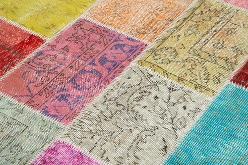 Kırk Yama Mavi Patchwork Pamuk Yün El Dokuma Halısı 142x210 Agacan