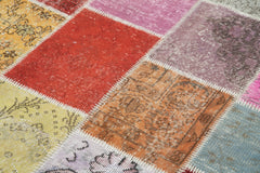 Kırk Yama Mavi Patchwork Pamuk Yün El Dokuma Halısı 144x212 Agacan