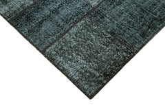 Kırk Yama Siyah Patchwork Pamuk Yün El Dokuma Halısı 134x206 Agacan