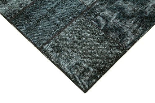 Kırk Yama Siyah Patchwork Pamuk Yün El Dokuma Halısı 134x206 Agacan