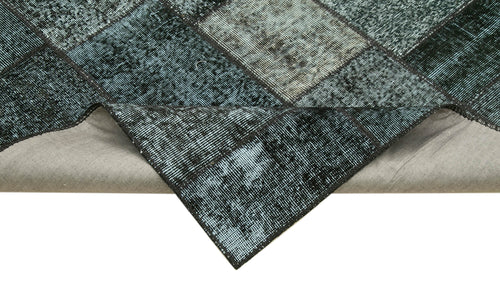 Kırk Yama Siyah Patchwork Pamuk Yün El Dokuma Halısı 134x206 Agacan