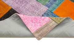 Kırk Yama Mavi Patchwork Pamuk Yün El Dokuma Halısı 142x201 Agacan
