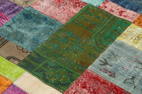 Kırk Yama Mavi Patchwork Pamuk Yün El Dokuma Halısı 140x201 Agacan