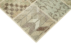 Kırk Yama Bej Patchwork Pamuk Yün El Dokuma Halısı 134x181 Agacan