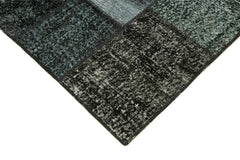 Kırk Yama Siyah Patchwork Pamuk Yün El Dokuma Halısı 145x204 Agacan