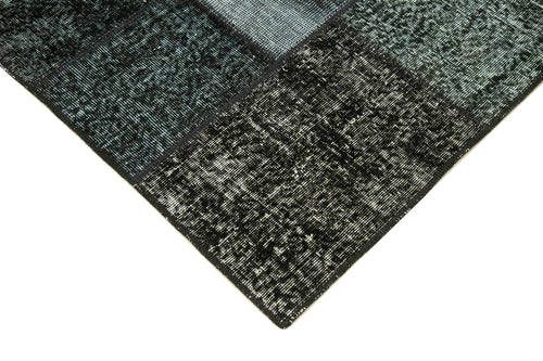 Kırk Yama Siyah Patchwork Pamuk Yün El Dokuma Halısı 145x204 Agacan