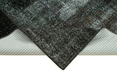 Kırk Yama Siyah Patchwork Pamuk Yün El Dokuma Halısı 145x204 Agacan