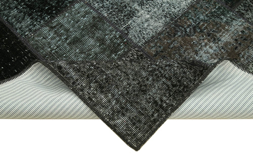 Kırk Yama Siyah Patchwork Pamuk Yün El Dokuma Halısı 145x204 Agacan
