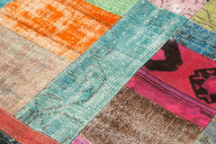 Kırk Yama Mavi Patchwork Pamuk Yün El Dokuma Halısı 142x201 Agacan