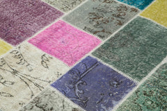Kırk Yama Mavi Patchwork Pamuk Yün El Dokuma Halısı 144x202 Agacan