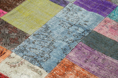 Kırk Yama Mavi Patchwork Pamuk Yün El Dokuma Halısı 142x200 Agacan