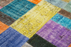 Kırk Yama Mavi Patchwork Pamuk Yün El Dokuma Halısı 143x202 Agacan