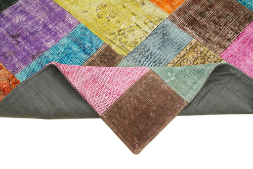 Kırk Yama Mavi Patchwork Pamuk Yün El Dokuma Halısı 143x202 Agacan