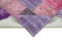 Kırk Yama Mor Patchwork Pamuk Yün El Dokuma Halısı 134x200 Agacan