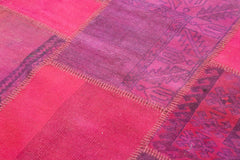Kırk Yama Pembe Patchwork Pamuk Yün El Dokuma Halısı 180x236 Agacan
