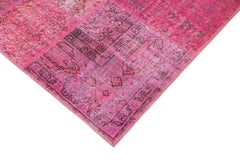 Kırk Yama Pembe Patchwork Pamuk Yün El Dokuma Halısı 170x240 Agacan