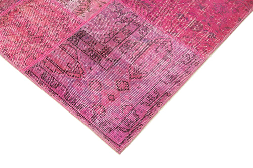 Kırk Yama Pembe Patchwork Pamuk Yün El Dokuma Halısı 170x240 Agacan