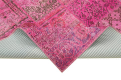 Kırk Yama Pembe Patchwork Pamuk Yün El Dokuma Halısı 170x240 Agacan