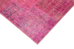 Kırk Yama Pembe Patchwork Pamuk Yün El Dokuma Halısı 170x241 Agacan