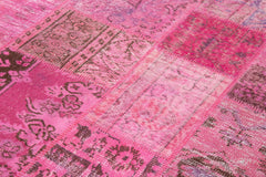 Kırk Yama Pembe Patchwork Pamuk Yün El Dokuma Halısı 170x241 Agacan