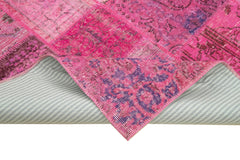 Kırk Yama Pembe Patchwork Pamuk Yün El Dokuma Halısı 170x241 Agacan