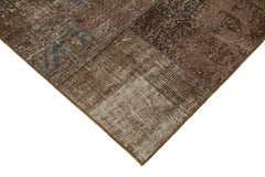 Kırk Yama Kahverengi Patchwork Pamuk Yün El Dokuma Halısı 171x241 Agacan