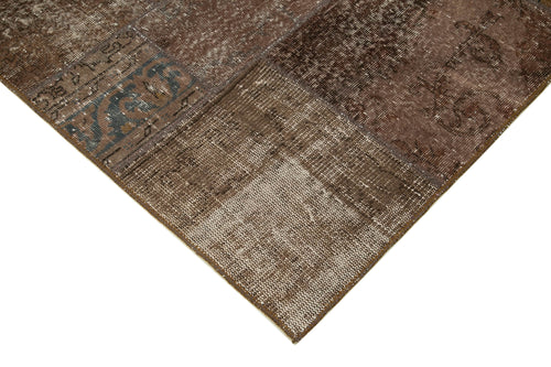Kırk Yama Kahverengi Patchwork Pamuk Yün El Dokuma Halısı 171x241 Agacan