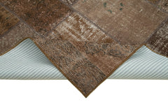 Kırk Yama Kahverengi Patchwork Pamuk Yün El Dokuma Halısı 171x241 Agacan