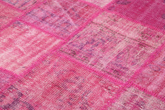 Kırk Yama Pembe Patchwork Pamuk Yün El Dokuma Halısı 175x242 Agacan