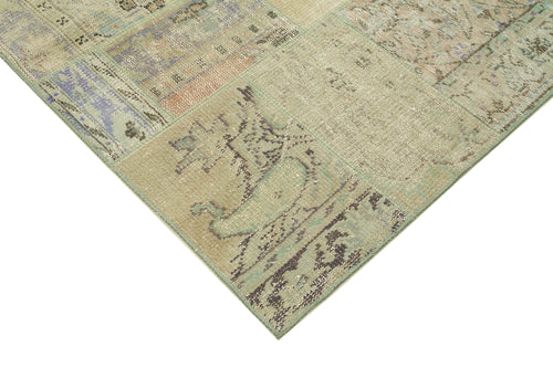 Kırk Yama Bej Patchwork Pamuk Yün El Dokuma Halısı 169x245 Agacan