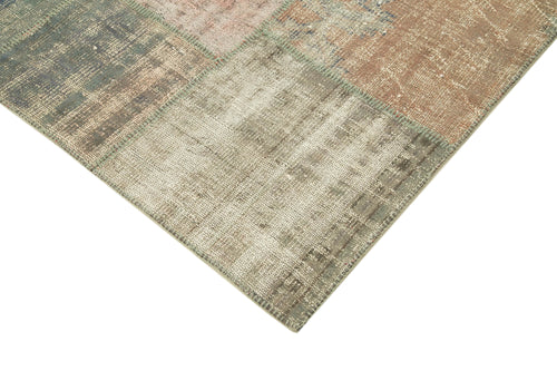 Kırk Yama Gri Patchwork Pamuk Yün El Dokuma Halısı 175x242 Agacan