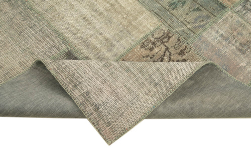 Kırk Yama Gri Patchwork Pamuk Yün El Dokuma Halısı 175x242 Agacan