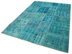 Kırk Yama Turkuaz Patchwork Pamuk Yün El Dokuma Halısı 174x242 Agacan
