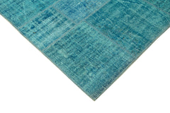 Kırk Yama Turkuaz Patchwork Pamuk Yün El Dokuma Halısı 174x242 Agacan