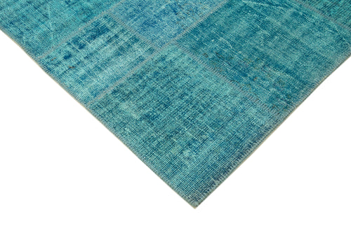 Kırk Yama Turkuaz Patchwork Pamuk Yün El Dokuma Halısı 174x242 Agacan