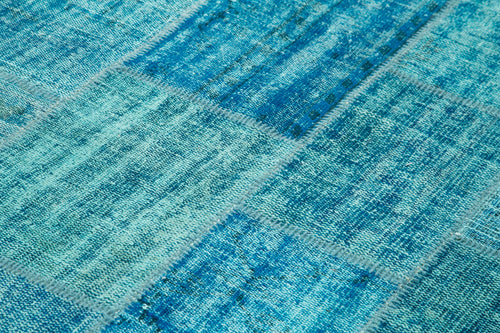 Kırk Yama Turkuaz Patchwork Pamuk Yün El Dokuma Halısı 174x242 Agacan