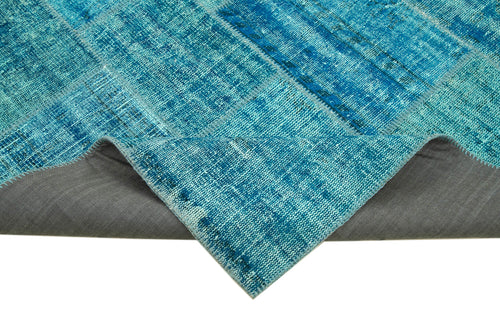 Kırk Yama Turkuaz Patchwork Pamuk Yün El Dokuma Halısı 174x242 Agacan