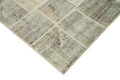 Kırk Yama Gri Patchwork Pamuk Yün El Dokuma Halısı 173x246 Agacan