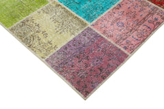 Kırk Yama Mavi Patchwork Pamuk Yün El Dokuma Halısı 172x243 Agacan
