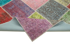 Kırk Yama Mavi Patchwork Pamuk Yün El Dokuma Halısı 172x243 Agacan
