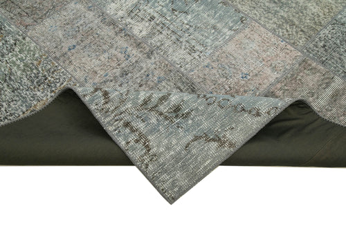 Kırk Yama Gri Patchwork Pamuk Yün El Dokuma Halısı 170x240 Agacan