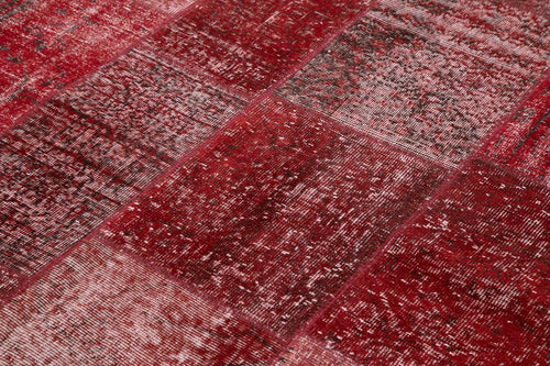 Kırk Yama Kırmızı Patchwork Pamuk Yün El Dokuma Halısı 170x241 Agacan