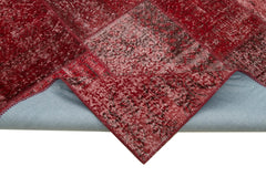 Kırk Yama Kırmızı Patchwork Pamuk Yün El Dokuma Halısı 170x241 Agacan