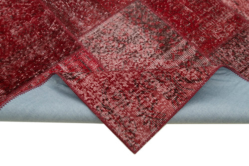 Kırk Yama Kırmızı Patchwork Pamuk Yün El Dokuma Halısı 170x241 Agacan