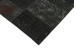 Kırk Yama Siyah Patchwork Pamuk Yün El Dokuma Halısı 170x245 Agacan